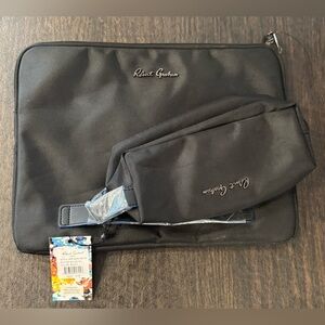 NWT ROBERT GRAHAM Laptop Sleeve and Cable Bag, Black w/multicolor interior